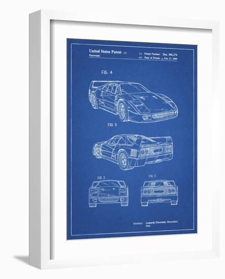 PP108-Blueprint Ferrari 1990 F40 Patent Poster-Cole Borders-Framed Giclee Print