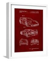 PP108-Burgundy Ferrari 1990 F40 Patent Poster-Cole Borders-Framed Premium Giclee Print