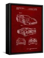 PP108-Burgundy Ferrari 1990 F40 Patent Poster-Cole Borders-Framed Stretched Canvas