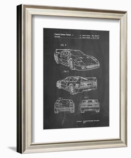 PP108-Chalkboard Ferrari 1990 F40 Patent Poster-Cole Borders-Framed Giclee Print