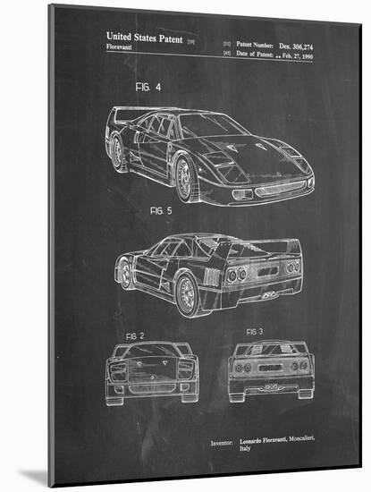 PP108-Chalkboard Ferrari 1990 F40 Patent Poster-Cole Borders-Mounted Premium Giclee Print