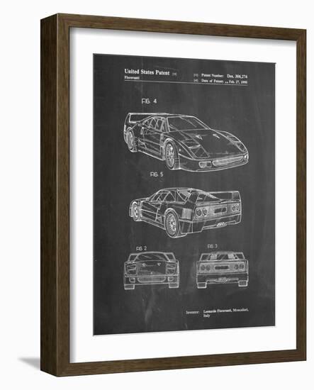 PP108-Chalkboard Ferrari 1990 F40 Patent Poster-Cole Borders-Framed Giclee Print