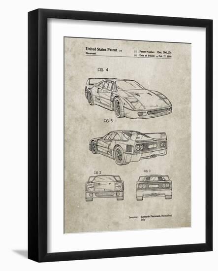 PP108-Sandstone Ferrari 1990 F40 Patent Poster-Cole Borders-Framed Giclee Print