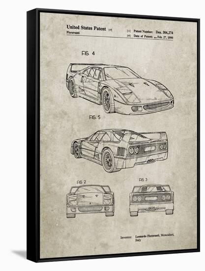 PP108-Sandstone Ferrari 1990 F40 Patent Poster-Cole Borders-Framed Stretched Canvas