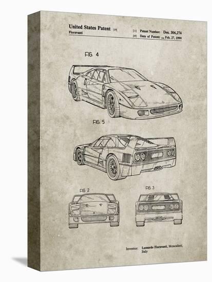 PP108-Sandstone Ferrari 1990 F40 Patent Poster-Cole Borders-Stretched Canvas