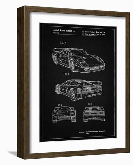 PP108-Vintage Black Ferrari 1990 F40 Patent Poster-Cole Borders-Framed Giclee Print