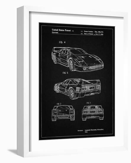 PP108-Vintage Black Ferrari 1990 F40 Patent Poster-Cole Borders-Framed Giclee Print