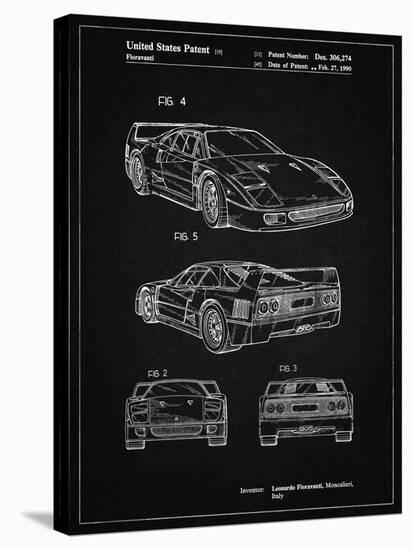 PP108-Vintage Black Ferrari 1990 F40 Patent Poster-Cole Borders-Stretched Canvas