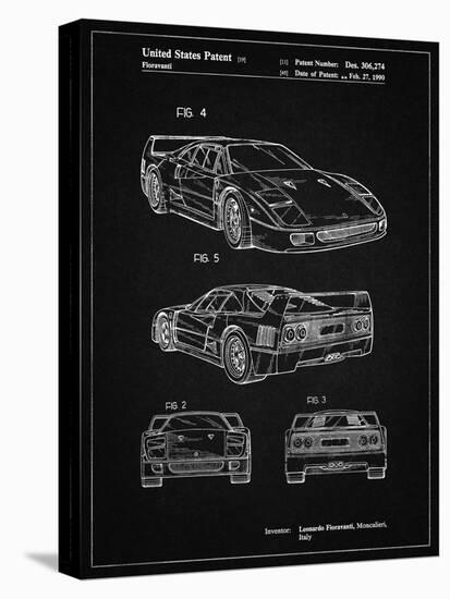 PP108-Vintage Black Ferrari 1990 F40 Patent Poster-Cole Borders-Stretched Canvas