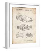 PP108-Vintage Parchment Ferrari 1990 F40 Patent Poster-Cole Borders-Framed Giclee Print