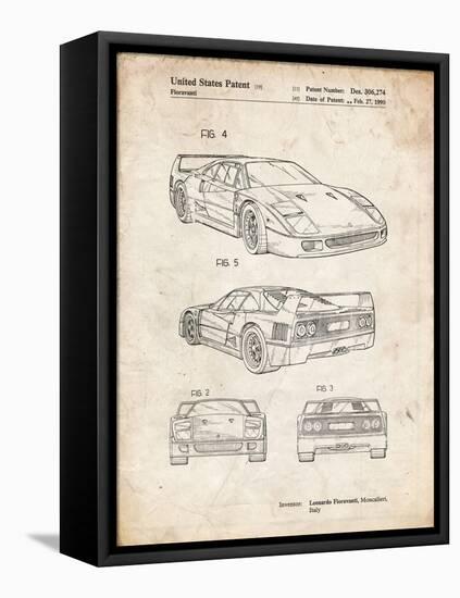 PP108-Vintage Parchment Ferrari 1990 F40 Patent Poster-Cole Borders-Framed Stretched Canvas