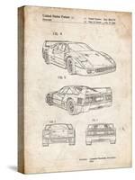 PP108-Vintage Parchment Ferrari 1990 F40 Patent Poster-Cole Borders-Stretched Canvas