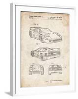 PP108-Vintage Parchment Ferrari 1990 F40 Patent Poster-Cole Borders-Framed Giclee Print