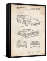 PP108-Vintage Parchment Ferrari 1990 F40 Patent Poster-Cole Borders-Framed Stretched Canvas