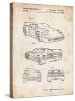 PP108-Vintage Parchment Ferrari 1990 F40 Patent Poster-Cole Borders-Stretched Canvas