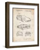 PP108-Vintage Parchment Ferrari 1990 F40 Patent Poster-Cole Borders-Framed Giclee Print