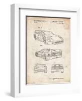 PP108-Vintage Parchment Ferrari 1990 F40 Patent Poster-Cole Borders-Framed Giclee Print