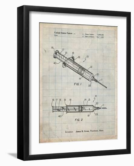 PP1080-Antique Grid Parchment Syringe Patent Poster-Cole Borders-Framed Giclee Print