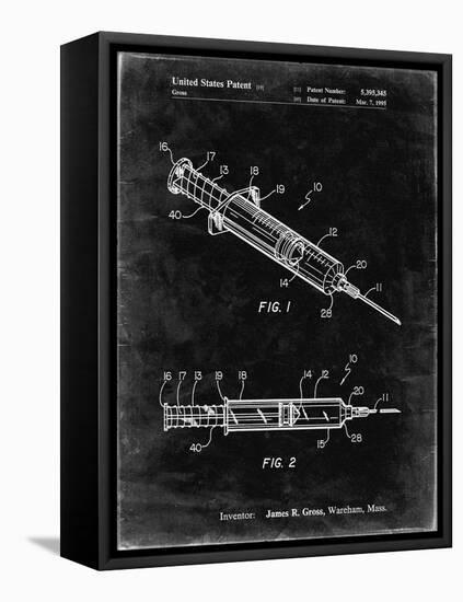 PP1080-Black Grunge Syringe Patent Poster-Cole Borders-Framed Stretched Canvas