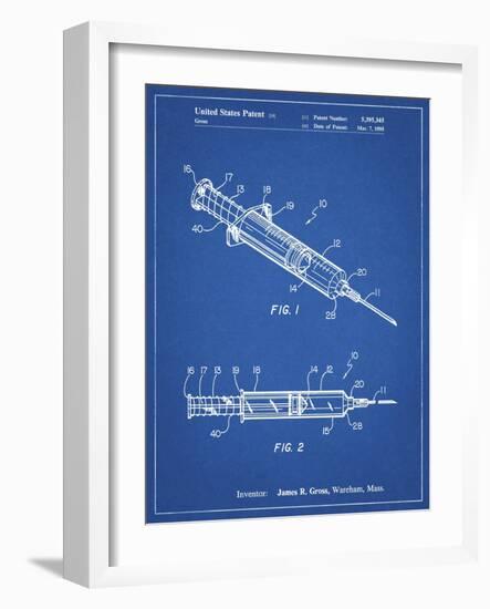 PP1080-Blueprint Syringe Patent Poster-Cole Borders-Framed Giclee Print