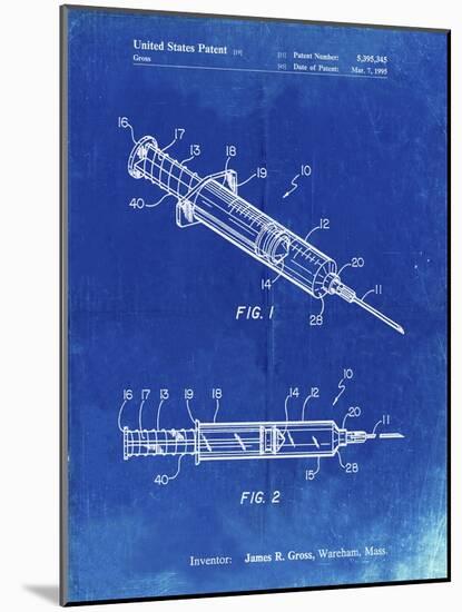 PP1080-Faded Blueprint Syringe Patent Poster-Cole Borders-Mounted Giclee Print