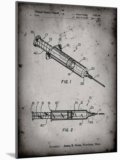 PP1080-Faded Grey Syringe Patent Poster-Cole Borders-Mounted Giclee Print