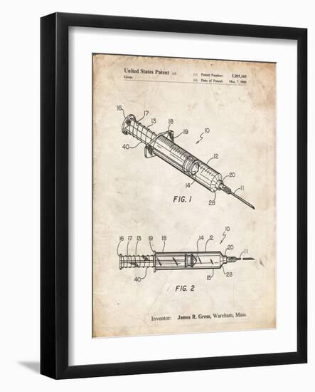 PP1080-Vintage Parchment Syringe Patent Poster-Cole Borders-Framed Giclee Print