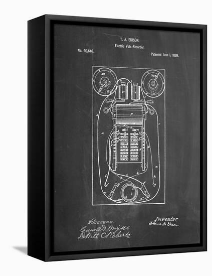PP1083-Chalkboard T. A. Edison Vote Recorder Patent Poster-Cole Borders-Framed Stretched Canvas