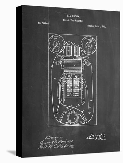 PP1083-Chalkboard T. A. Edison Vote Recorder Patent Poster-Cole Borders-Stretched Canvas