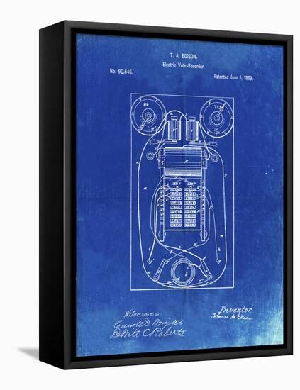 PP1083-Faded Blueprint T. A. Edison Vote Recorder Patent Poster-Cole Borders-Framed Stretched Canvas