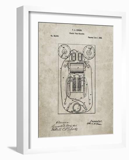 PP1083-Sandstone T. A. Edison Vote Recorder Patent Poster-Cole Borders-Framed Giclee Print