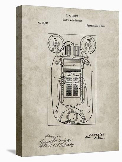 PP1083-Sandstone T. A. Edison Vote Recorder Patent Poster-Cole Borders-Stretched Canvas