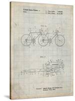 PP1084-Antique Grid Parchment Tandem Bicycle Patent Poster-Cole Borders-Stretched Canvas