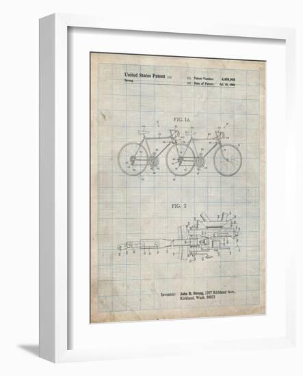 PP1084-Antique Grid Parchment Tandem Bicycle Patent Poster-Cole Borders-Framed Giclee Print