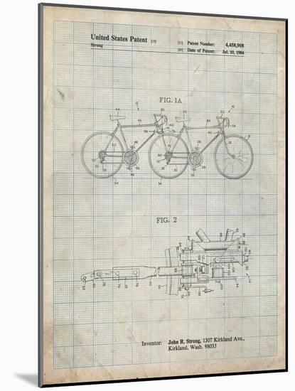 PP1084-Antique Grid Parchment Tandem Bicycle Patent Poster-Cole Borders-Mounted Giclee Print