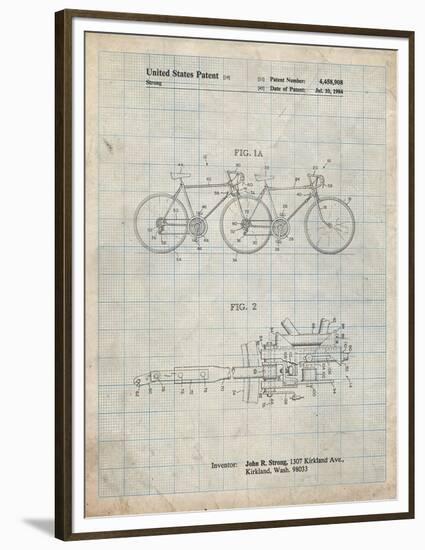 PP1084-Antique Grid Parchment Tandem Bicycle Patent Poster-Cole Borders-Framed Premium Giclee Print