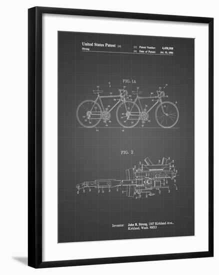 PP1084-Black Grid Tandem Bicycle Patent Poster-Cole Borders-Framed Giclee Print