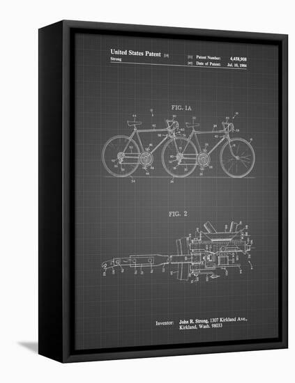 PP1084-Black Grid Tandem Bicycle Patent Poster-Cole Borders-Framed Stretched Canvas