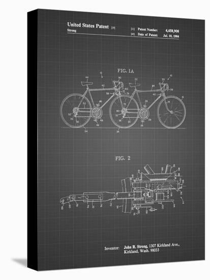 PP1084-Black Grid Tandem Bicycle Patent Poster-Cole Borders-Stretched Canvas