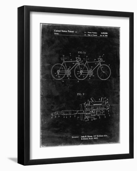 PP1084-Black Grunge Tandem Bicycle Patent Poster-Cole Borders-Framed Giclee Print