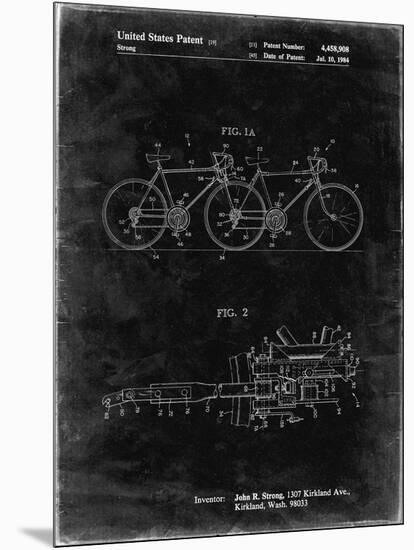 PP1084-Black Grunge Tandem Bicycle Patent Poster-Cole Borders-Mounted Giclee Print