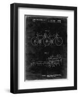 PP1084-Black Grunge Tandem Bicycle Patent Poster-Cole Borders-Framed Premium Giclee Print