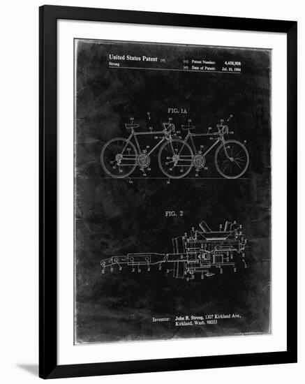 PP1084-Black Grunge Tandem Bicycle Patent Poster-Cole Borders-Framed Giclee Print