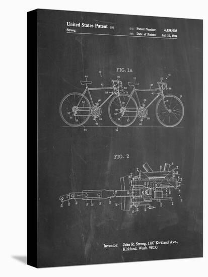 PP1084-Chalkboard Tandem Bicycle Patent Poster-Cole Borders-Stretched Canvas