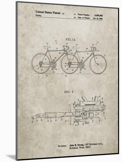PP1084-Sandstone Tandem Bicycle Patent Poster-Cole Borders-Mounted Giclee Print