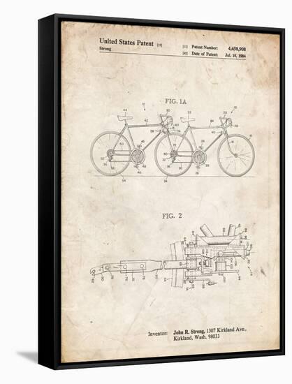 PP1084-Vintage Parchment Tandem Bicycle Patent Poster-Cole Borders-Framed Stretched Canvas