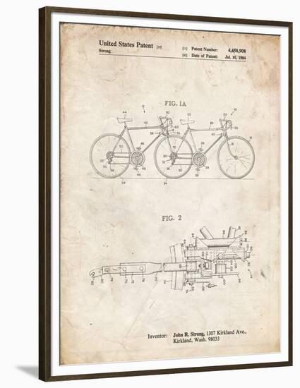 PP1084-Vintage Parchment Tandem Bicycle Patent Poster-Cole Borders-Framed Premium Giclee Print