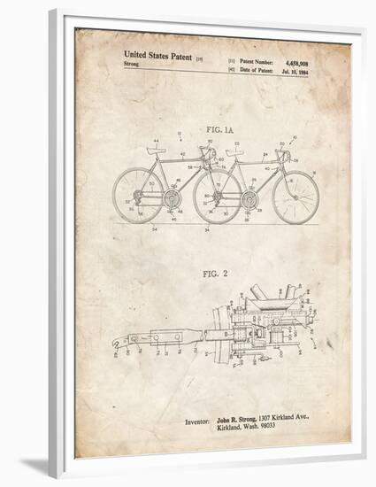 PP1084-Vintage Parchment Tandem Bicycle Patent Poster-Cole Borders-Framed Premium Giclee Print