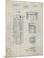 PP1088-Antique Grid Parchment Telephone Booth Patent Poster-Cole Borders-Mounted Premium Giclee Print