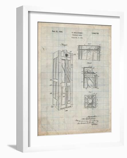 PP1088-Antique Grid Parchment Telephone Booth Patent Poster-Cole Borders-Framed Giclee Print